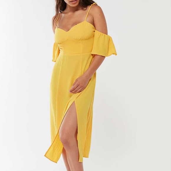 NWT- Urban Outfitters Yellow Midi Dress (L) - Picture 3 of 4